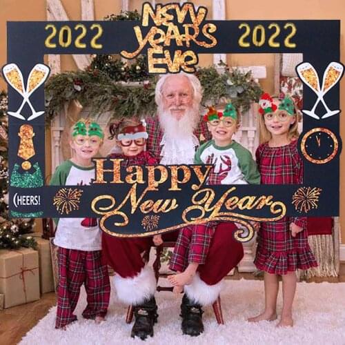 2021 Happy New Year Paper Photo Booth Frame New Year Eve Party Decoration Photo Booth Props Christmas Decorations for Home Noel
