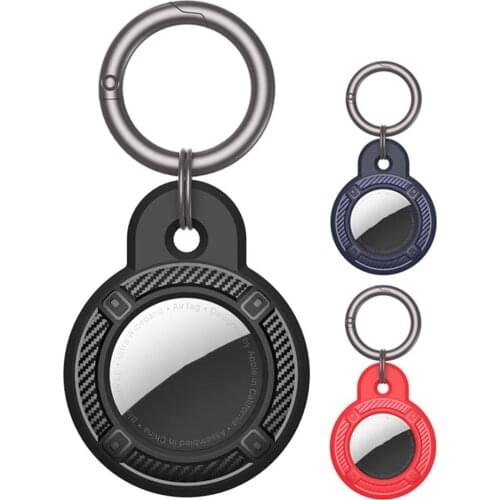 For Apple Airtag Case Soft Carbon fiber texture Anti-lost Keychain Cover For Apple Airtags Matte Slim TPU Loop Protective Sleeve