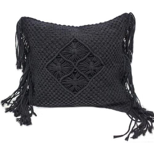 Macrame throw pillow cover Handmade macrame BOHO cushion cover Black cushion cover Customized size throw pillow cover