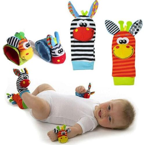 Baby Rattle Toys Garden Bug Wrist Rattle and Foot Socks Animal Cute Cartoon Baby Socks Rattle Toys