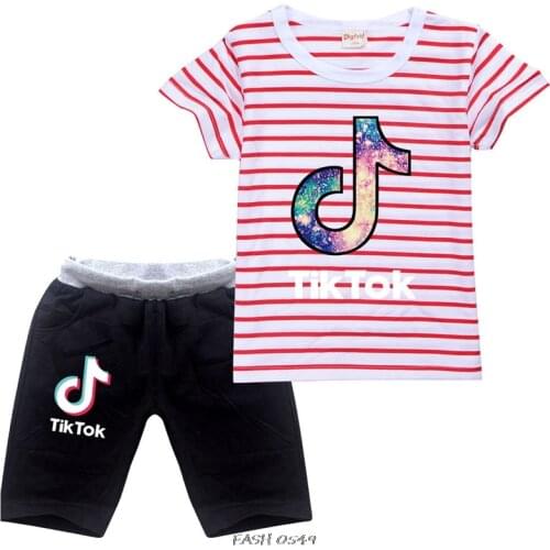 Kids Tik Tok Clothing Sets Summer New Style Brand Baby Boys Girls Clothes short Sleeve T-Shirt+Pant 2Pcs Children Clothes