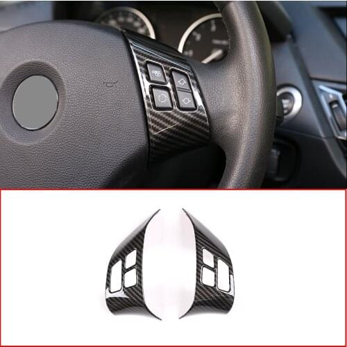 For BMW X1 E84 2010-2013 For BMW E90 E92 3 Series 2005-2012 ABS Carbon Fiber Car Steering Wheel Button Frame Accessories