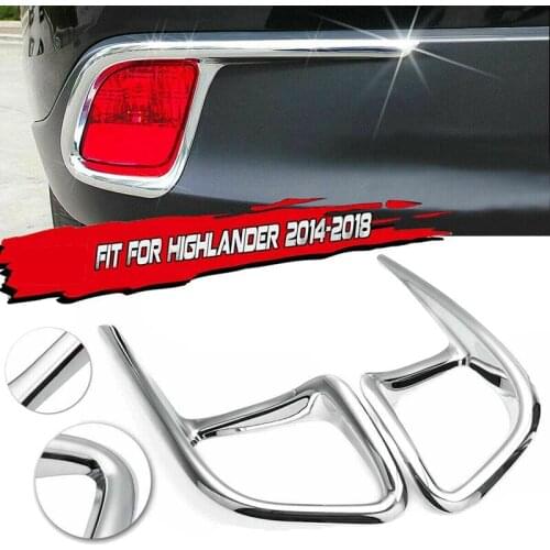 For Toyota Highlander 2014-2018 Chrome Rear Bumper Fog Light Lamp Cover Frame Trim Decoration
