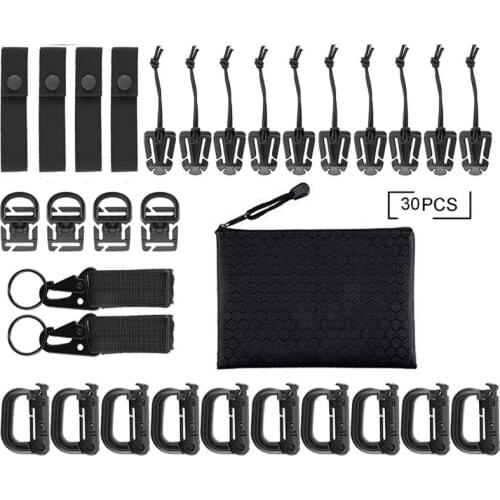 H4GF 30pcs Tac-tical Molle Attachments Tac-tical Bag Clip Straps Set Molle Backpack Webbing Attachments