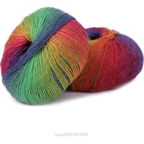 1Ball 50g Hand-woven Rainbow Colorful Crochet Cashmere Wool Blend Yarn Knitting D24 20 Dropship