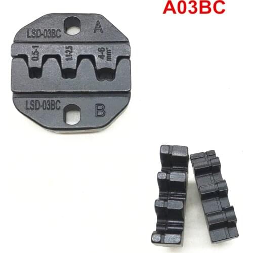 Crimping dies set A03BC for non insulated open plug type connector pin terminals 17-12AWG 0.5~6mm²