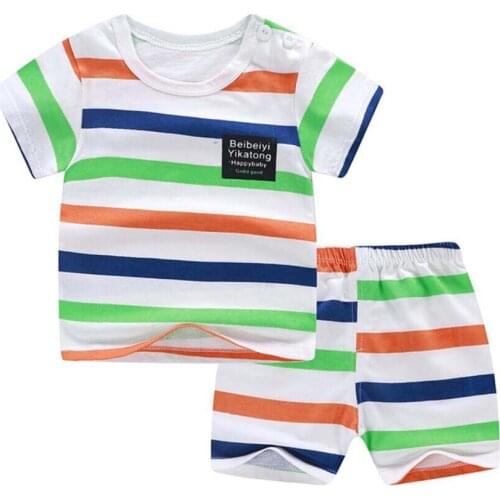 Baby summer clothes sets young baby T-shirt+pants 1-5T girls boys Tees+short trousers little baby cartoon pure cotton suits