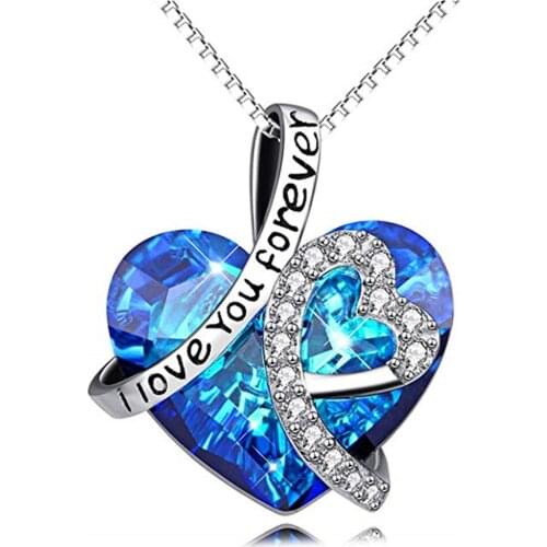 2020 Korean ocean Heart Pendant womens necklace jewelry shiny Rhinestone Heart Necklace Fashion Jewelry