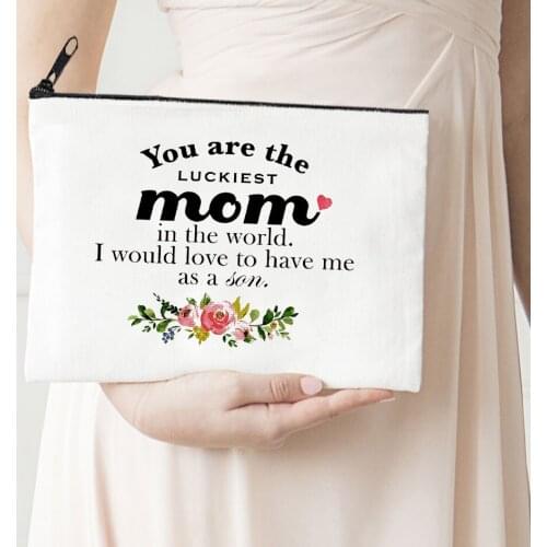 Luck Mom Printed Cosmetic Bags Bachelorette Party Makeup Bag Toiletries Organizer Pouch Best Mom Purses Wedding Gifts