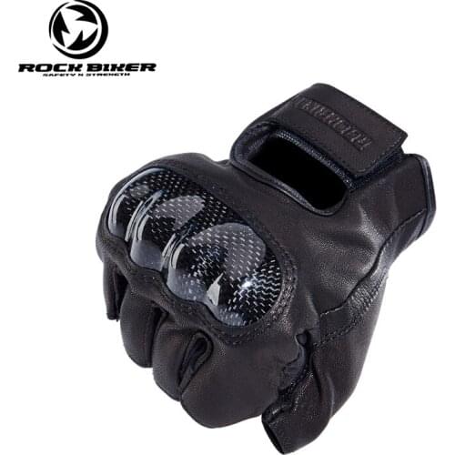 ROCK Motorcycle Gloves Leather for Harley Carbon Retro Summer Short Men Racing Riding Glove Guantes Moto luvas da motocicleta