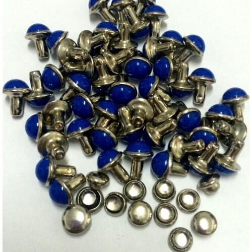 100PCS/Lot 6.5mm Round Royal Blue Acrylic Rivets Leather Craft Punk Studs Fit DIY Making Belts Shoes Bag Bracelets Shipping Free