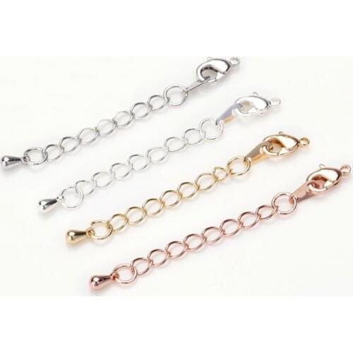 2PCS/lot 56mm Length Copper Plated Necklace Extension Chain with Lobster Clasps for Bracelet Extended Chains DIY Jewelry Making