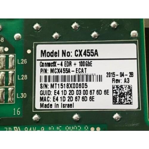 Mellanox Single Port PCI Express x16 Internal Adapter MCX455A-ECAT network card