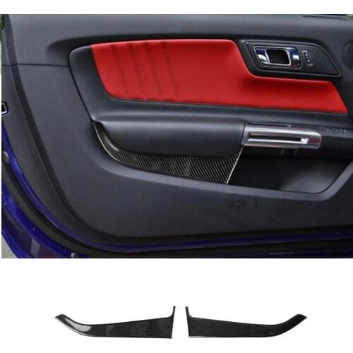 Carbon Fiber Car Door Panel Cover Sticker Fit For Ford Mustang 2015 2016 2017 2018 2019 Accessories Interior Trim