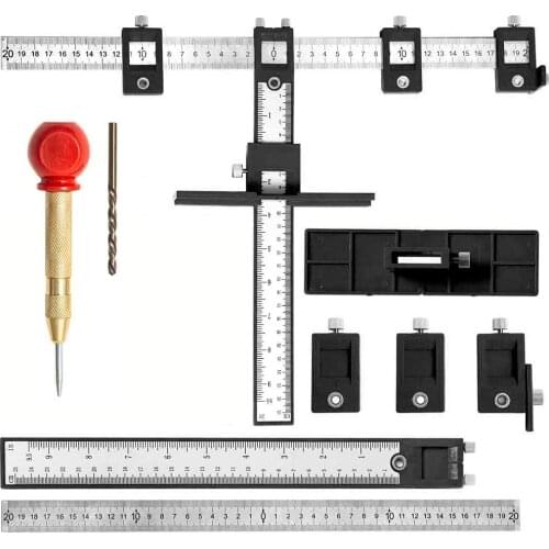 Adjustable Punch Locator Drill Template Guide,Wood Drilling Dowelling Guide for Installation of Handles Knobs on Doors or Drawer