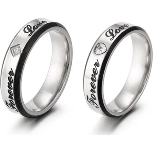 Couple Wedding Rings For Men And Women Alliance Black silver forever love jewelry new design ladies finger ring