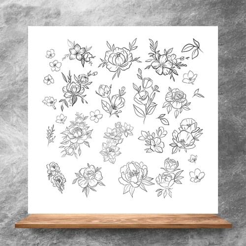 ZhuoAng Pretty flowers Clear Stamps/Silicone Transparent Seals for DIY Scrapbooking Photo Album Clear Stamps 10x15cm