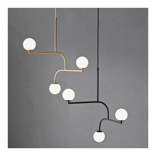 Postmodern minimalist glass chandelier designer living room dining room chandelier personality model room lighting