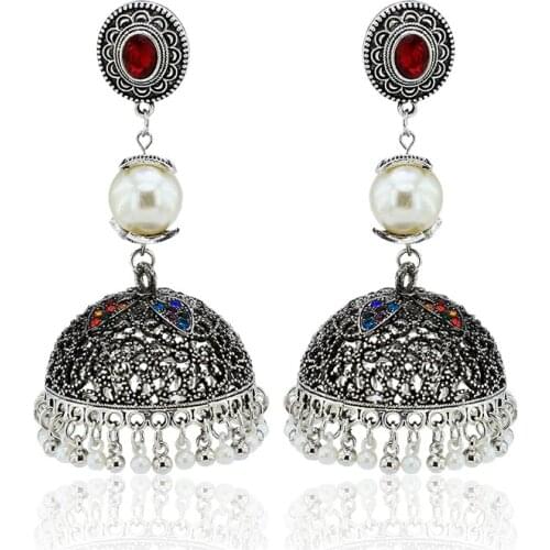 Vintage Bells Hanging Crystal Beads Earrings for Women Ladies Birdcage Palace Hanging Earring Turkish indian Jewelry Gift