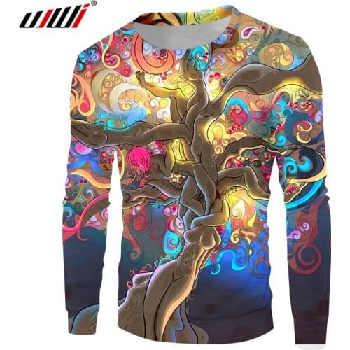 UJWI 2019 New Streetwear Sublimate Custom Long Sleeve Colorful 3D Printing Sweatshirt Design Dropshipping