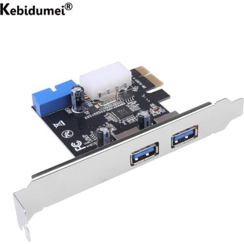 External 2 Port USB 3.0 PCI-E Expansion Card USB3.0 + Internal 19Pin Header PCIe Card 4Pin IDE Power Connector for Desktop PC