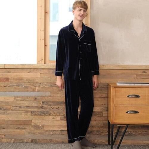 YT- 015 Fluffy Pleuche Autumn Winter Pyjama Solid Color Homewear Elastic Home Suit Male Soft Sleepwear