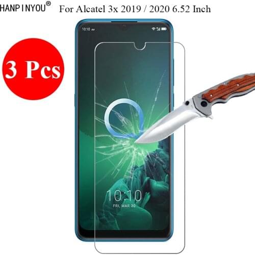 3 Pcs/Lot 9H 2.5D HD Clear Tempered Glass Screen Protector For Alcatel 3x (2019) 2020 6.52" Protective Film + Clean Tools