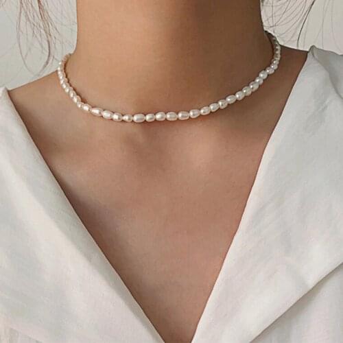 New Fashion Freshwater Pearl Necklace For Women Temperament Vintage Baroque Natural Beads Choker Necklaec Jewelry Birthday Gifts