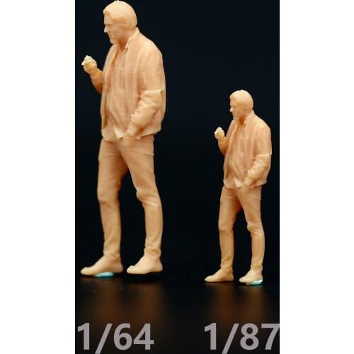 1/64 1/87 smoking man Model Miniature Figure White Model Need To Be Colored By Yourself