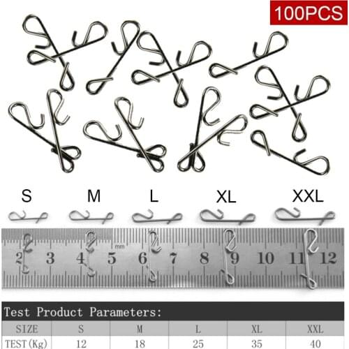 100pcs Fishing Swivel Snap Fast Stainless Steel Swivels Snap Size S M L XL XXL Knotless