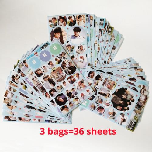 36sheets/lot Korean super star band sticker pack army Toy For girl boy Luggage Skateboard Laptop bomb Waterproof Sticker set