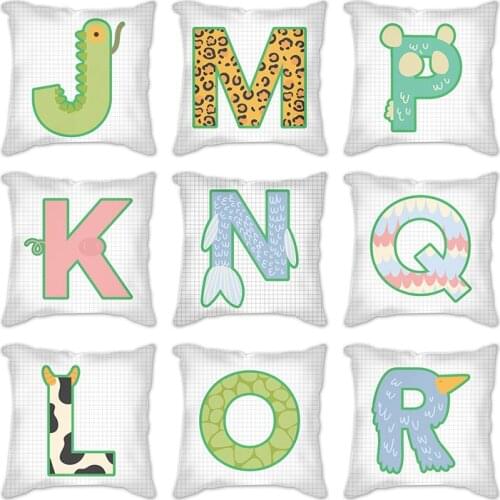26 creative animal pattern letters Alphabet Cushion Cover Polyester Throw Pillowcase 45*45 Home Decorative Pillow Covers Cojines