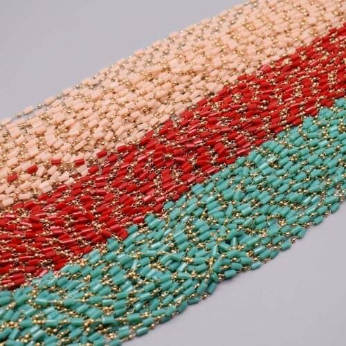 2x5mm Rectangular Square Crystal Glass Faceted Beads Chain Metal Chain Copper Necklace Chain Accessories for Jewelry Making DIY