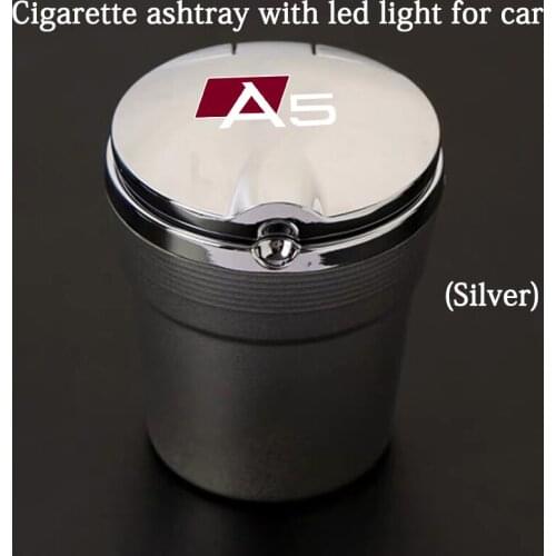 Accessories car ashtray with blue LED Night Light, a variety of metal style logo Suitable for Audi A5