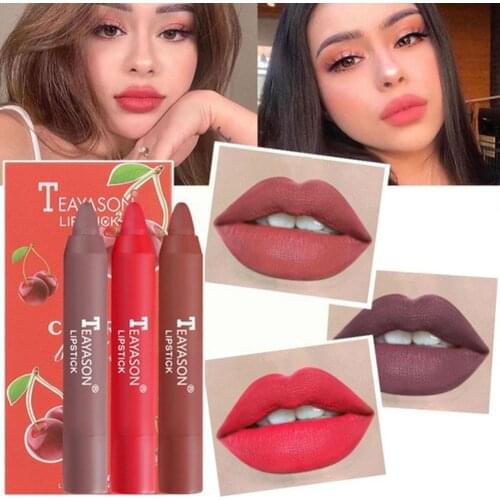 Velvet Matte Lipsticks Pencil Waterproof Long Lasting Tint Non-Stick Stick Cup Lip Lip Makeup Sexy Makeup Red Pen P3E1