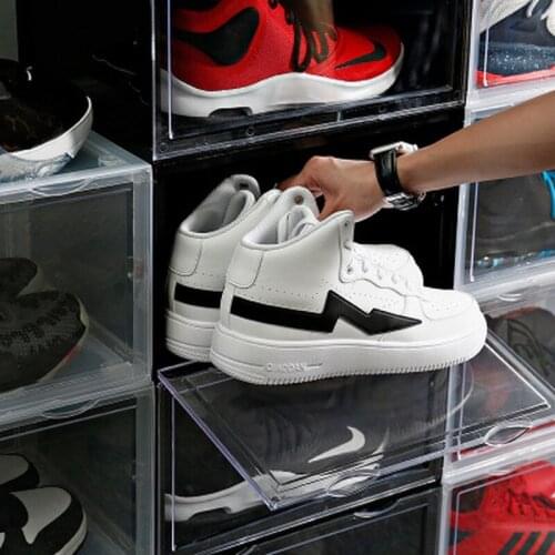 Large Basketball Shoe Box Plastic Box Stackable Drawer Organizer Finishing Box Display Cabinet Shoes Storage Plastic Container