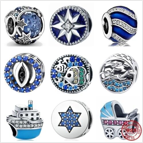 Silver Shiny ship Shining starsmagical eye fit Original Pandora Charms Silver 925 Bracelet DIY Women Jewelry