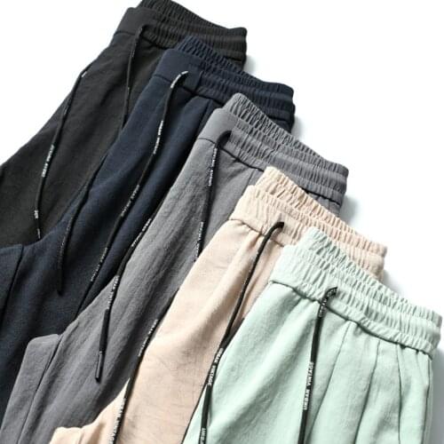 Ice Silk Mens Casual Pants Summer Ultra-Thin Loose Straight Pants Quick-Dry Sports Pants Summer Air Conditioning Pants Men