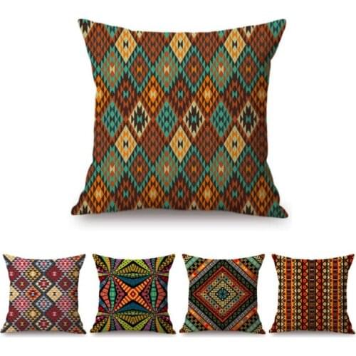 Ethnic Geometrics Design Pattern Africa Geometry Design Throw Pillow Case Home Decoration Cotton Linen Sofa Chair Cushion Cover