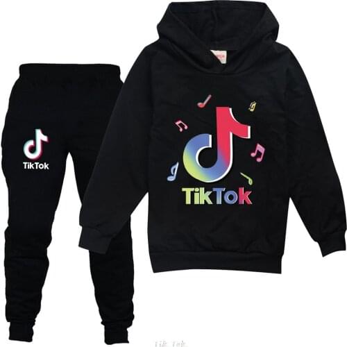 TIK TOK spring autumn childrens clothing boys and girls sweater+casual trousers kid casual sportswear suit