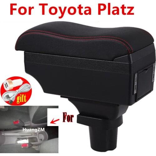 For Toyota Platz Armrest box Interior Parts special Retrofit parts Car Armrest Center Storage box with USB LED light