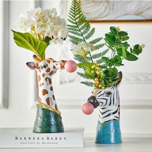 Cartoon animal Dried Flower Pot Modern home decoration Bedroom Living room decor Vase crafts Garden flower planter pot