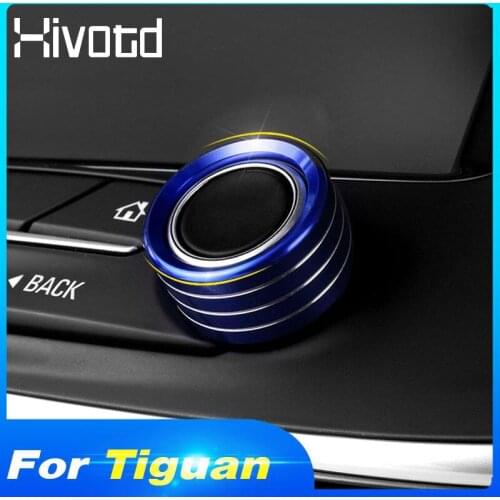Hivotd For VW Tiguan mk2 2019 Interior Audio Stereo Volume covers Central ControL Air Conditioning Knob Ring Cover Car styling