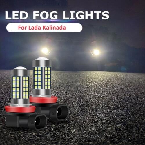 2PC H11 H8 Car LED Bulbs Driving Fog Light Bulb Bright Style For Lada Kalina 2 Granta Vesta SW cross Larina NIVA II Priora XRAY