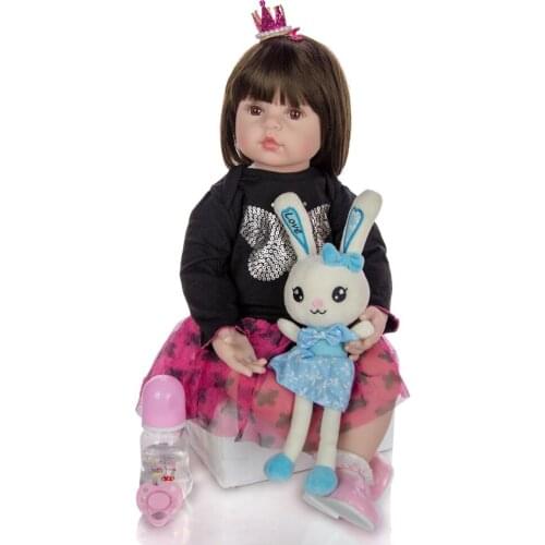 60cm Soft Silicone Reborn Toddler Doll For Girl Cloth Body Princess Baby Lovely Girl Birthday Gift Play House Toy