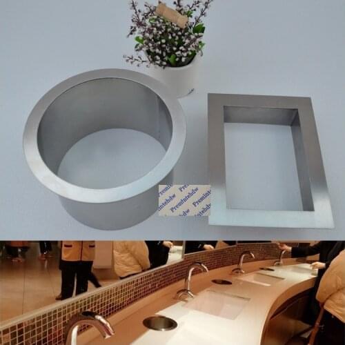 304 stainless Steel Square Round Built-in Drop In Countertop Bench Top Waste Trash Chute Grommet No Cover Bathroom Hotel Public