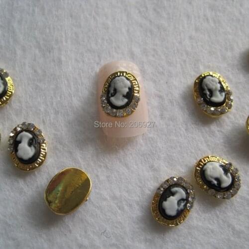 MD-655 10pcs Fancy Cameo Gold Deco Metal Charms Metal Deco Charms Nail Art