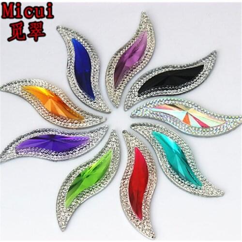 Micui 20pcs 15*50mm S Shape Resin Rhinestones crystal Flatback Stone For Clothes Dress Crafts Garment decoration ZZ558