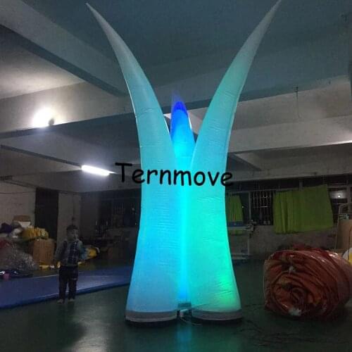 Inflatable LED ivry Customized LED light party inflatable tusk,curve cone with stand base air blower for decoration of wedding