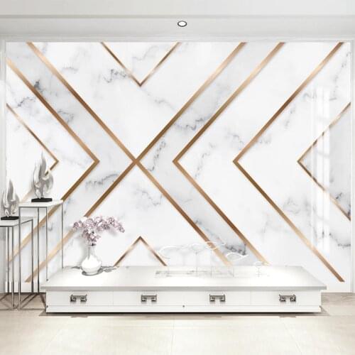 Custom Mural Wallpaper Modern 3D Golden Line Geometric Marble Wall Paper Living Room TV Background Wall Decor Papel De Parede 3D